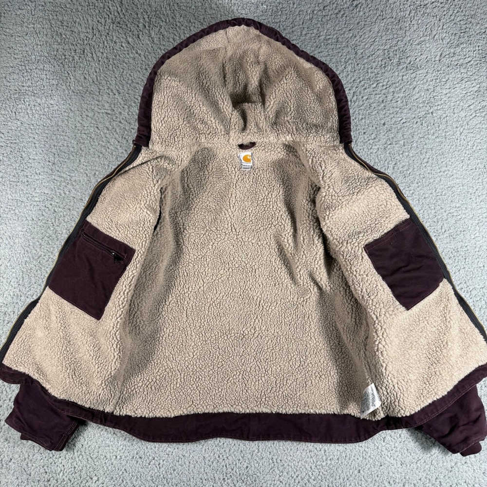 Carhartt For Women Medium Sherpa Fleece Lined Hooded Jacket Purple WJ141DWN - Picture 5 of 10